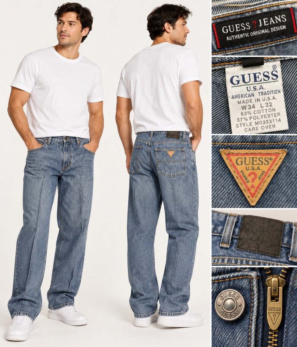 Vintage Y2K Indie Guess Jeans Relaxed Straight Men's Jeans 34x32 Medium Wash USA